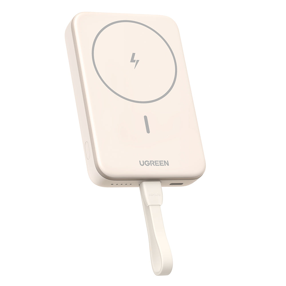Bateria Externa Wireless UGREEN PB760, 10000mAh, 20W, PD + FQI, 1 x QI - 1 x USB-C, Bege