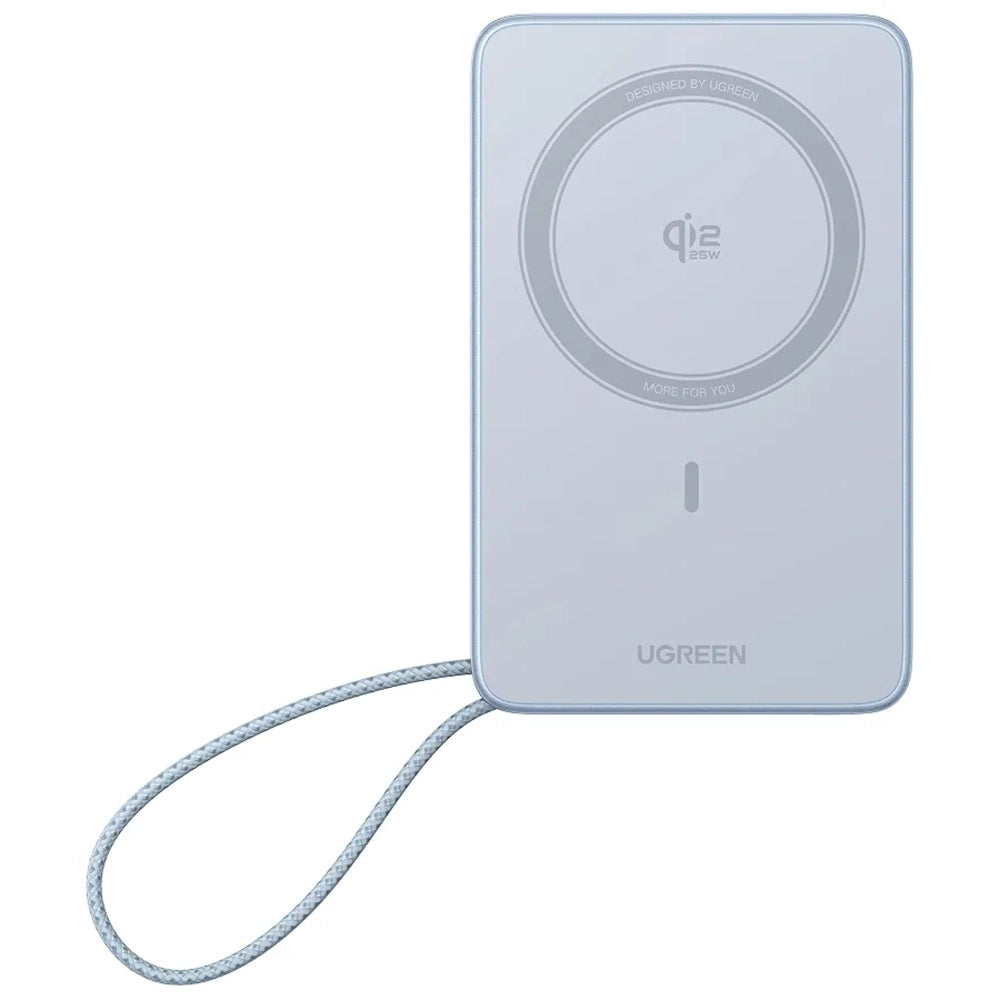 Bateria Externa Wireless UGREEN MagFlow PB773 (65958B), 10000mAh, 25W, PD + FQI, 1 x QI - 2 x USB-C, Azul