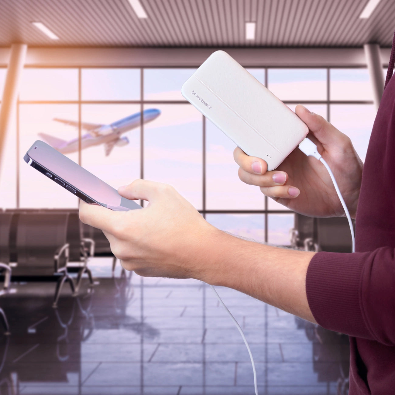 Bateria Externa WZK WPBWE1, 10000mAh, 10W, 2 x USB-A, Branca