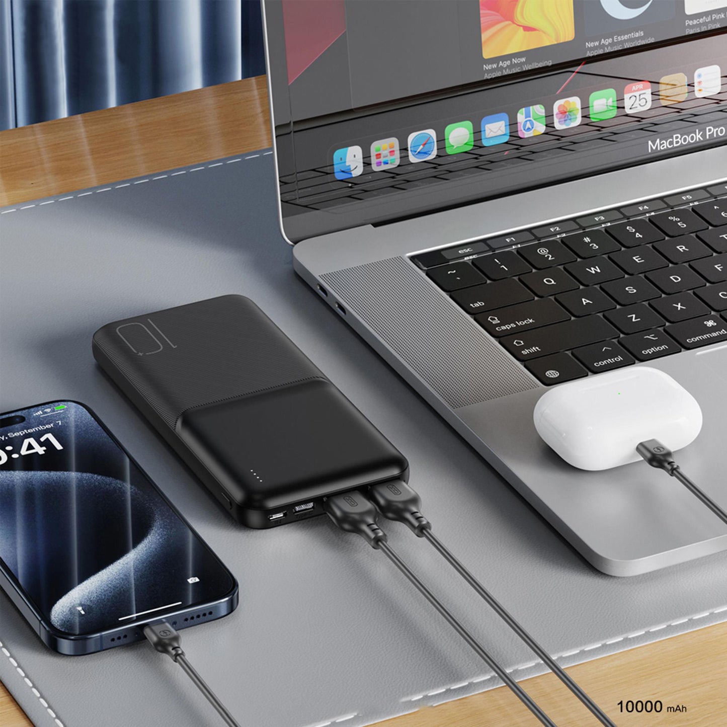 Bateria Externa XO Design PR251, 10000mAh, 10W, 2 x USB-A, Preta