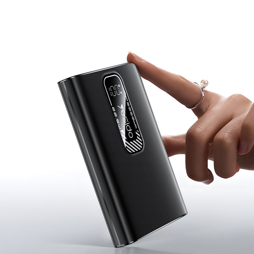 Bateria Externa Yesido YP92, 5000mAh, 22.5W, QC + PD, 1 x USB-A - 1 x USB-C, Preta