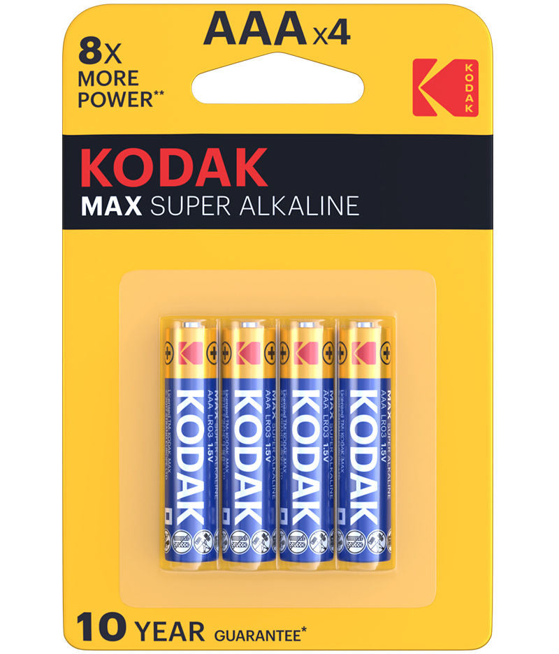 Bateria Kodak Max Super Alcalina, AAA / LR3, Conjunto de 4 unidades