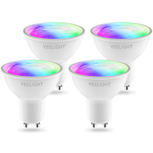 Lâmpada LED Yeelight W1, Wi-Fi, GU10, 4.5W, 2700K - 6500K, 350lm, Conjunto de 4 peças, Multicolor YLDP004-A
