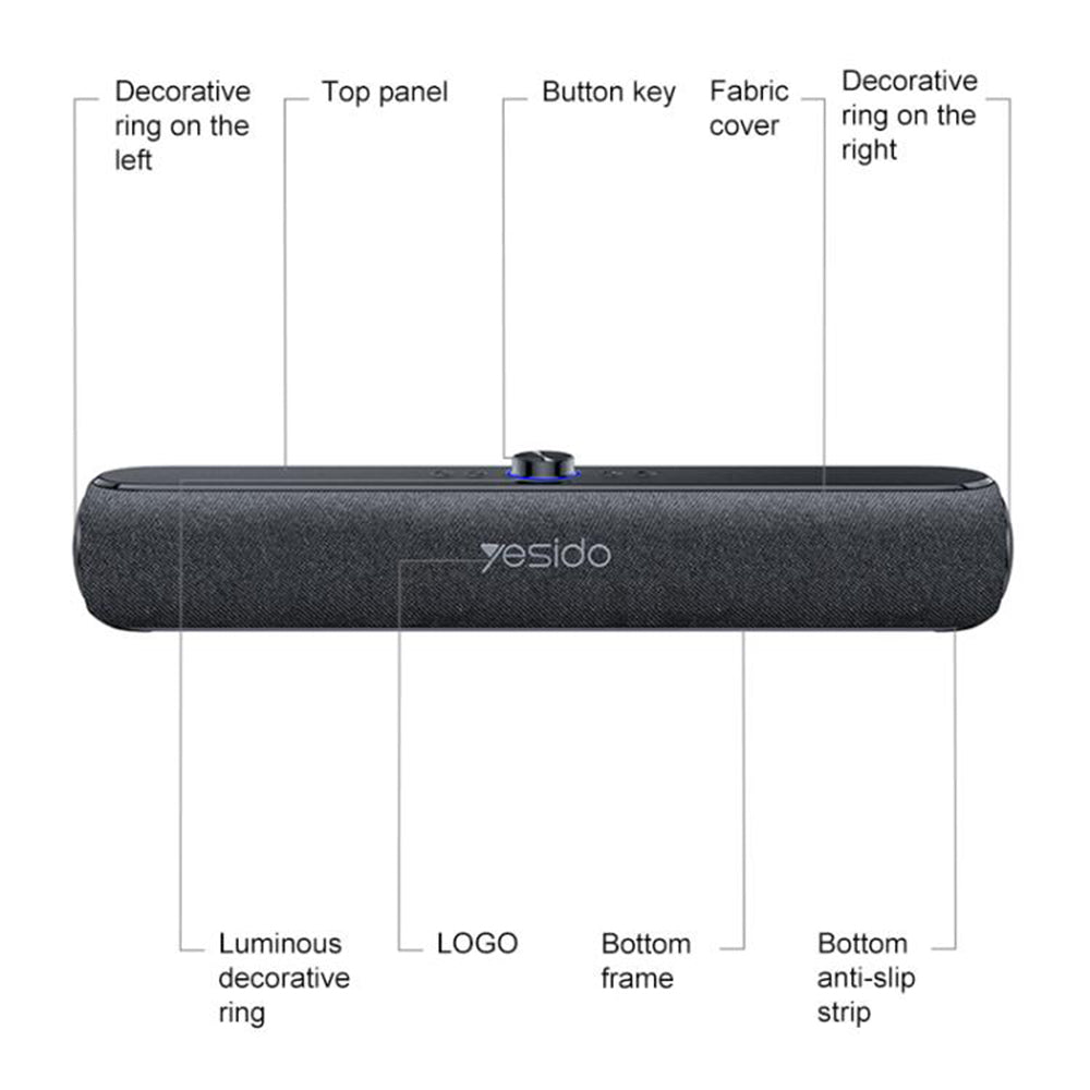 Coluna Bluetooth Yesido YSW42, 20W, Preta