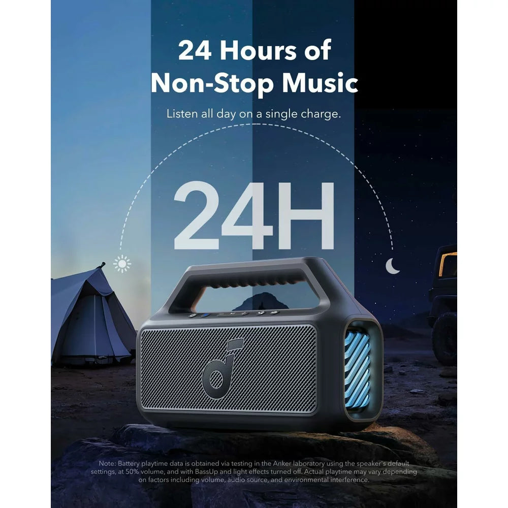 Coluna Portátil Bluetooth Anker SoundCore Boom 2, 80W, TWS, RGB, à Prova de Água, Preta A3138011