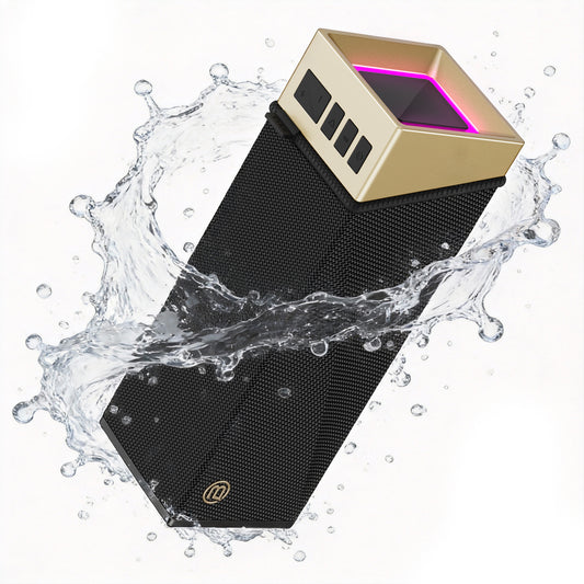 Coluna Portátil Bluetooth Bugani Brief TT, 60W, RGB, À Prova de Água, Preto Dourado