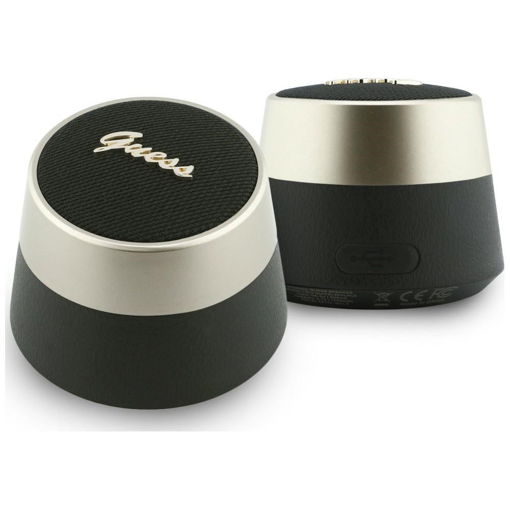 Coluna Portátil Bluetooth Guess Script Metal Logo, 5W, TWS, Preta
