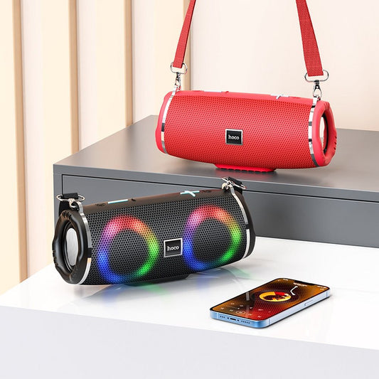 Coluna Portátil Bluetooth HOCO HC12, 10W, RGB, à Prova de Água, Preta
