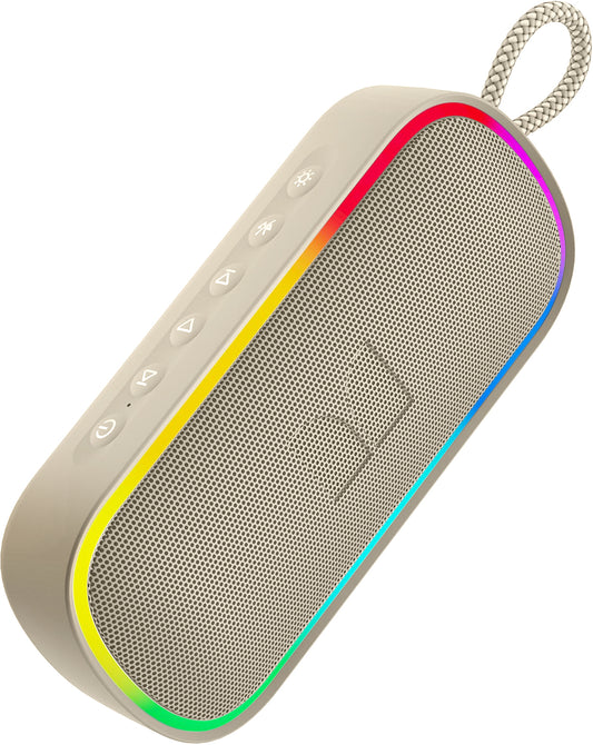 Coluna Portátil Bluetooth Monster S150 Plus, 40W, TWS, RGB, À Prova de Água, Creme Claro