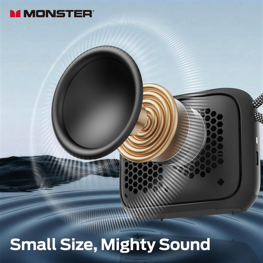 Coluna Portátil Bluetooth Monster S520, 5W, TWS, RGB, À prova de água, Preta