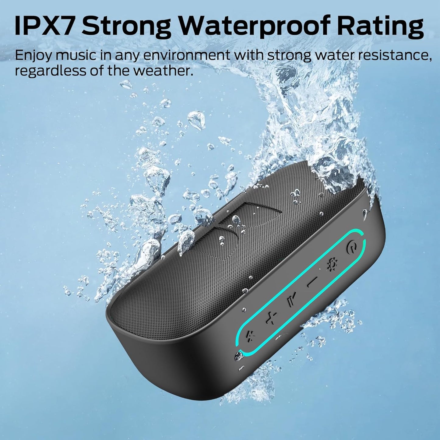 Coluna Portátil Bluetooth Monster S150, 14W, TWS, RGB, À Prova de Água, Preta