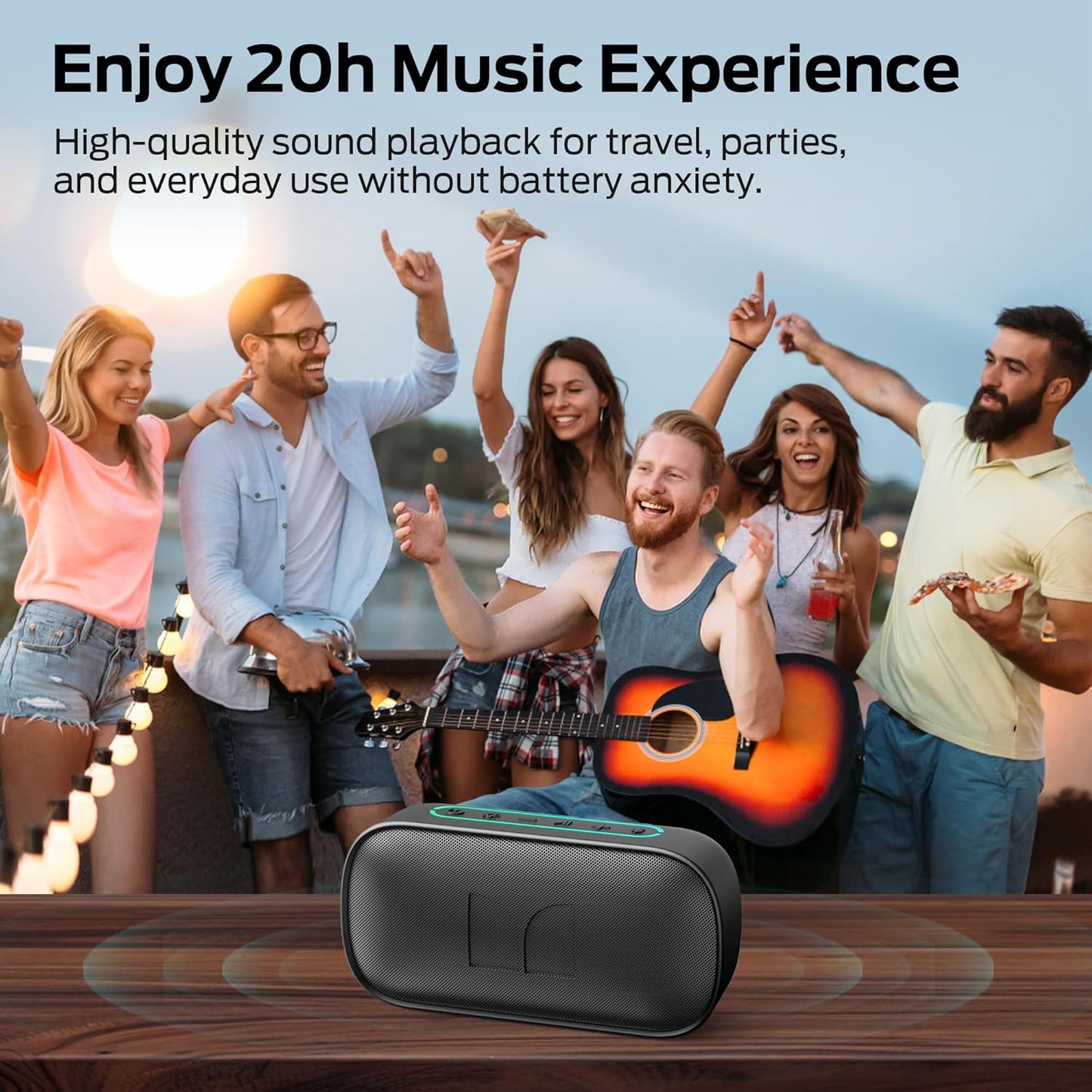 Coluna Portátil Bluetooth Monster S150, 14W, TWS, RGB, À Prova de Água, Preta