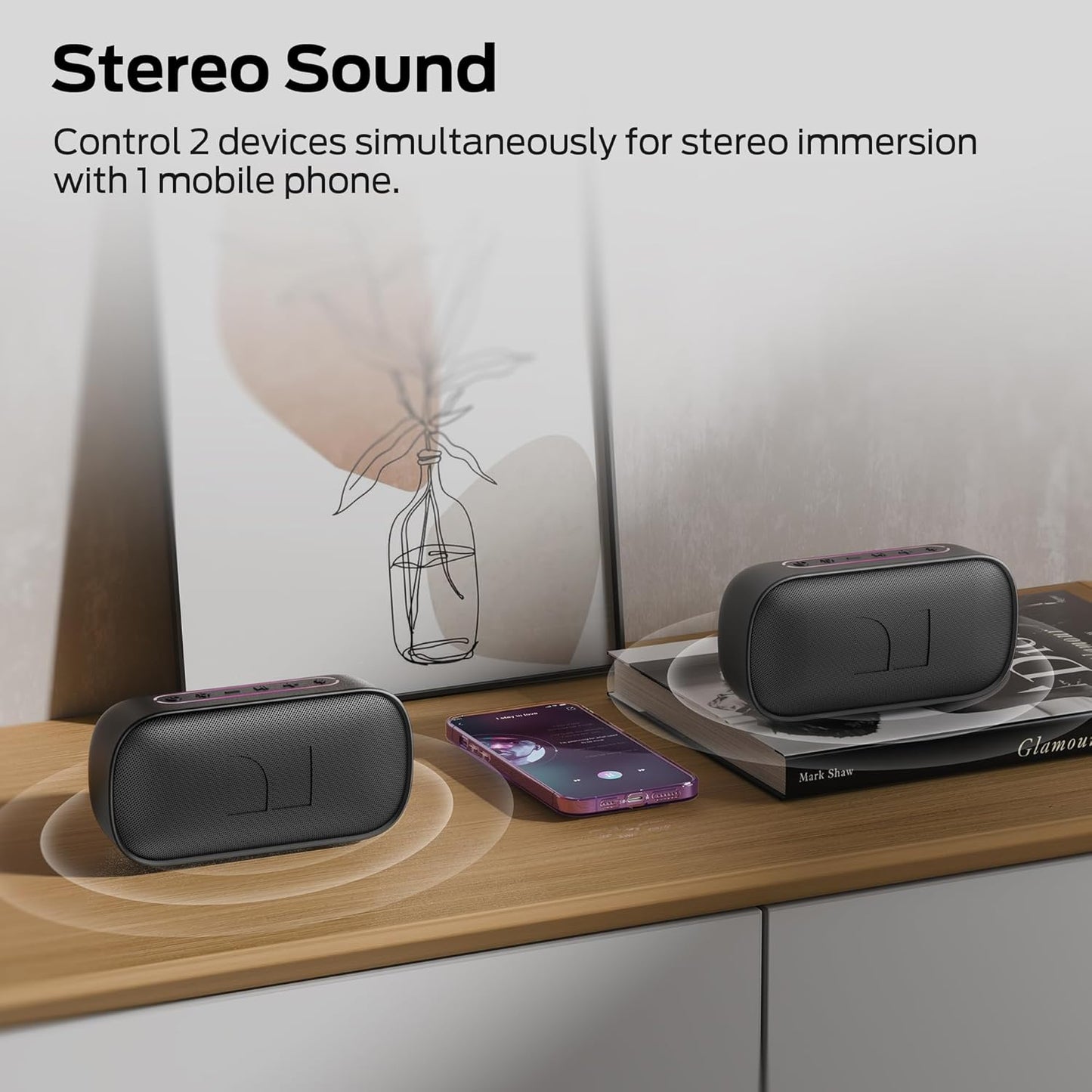 Coluna Portátil Bluetooth Monster S150, 14W, TWS, RGB, À Prova de Água, Preta