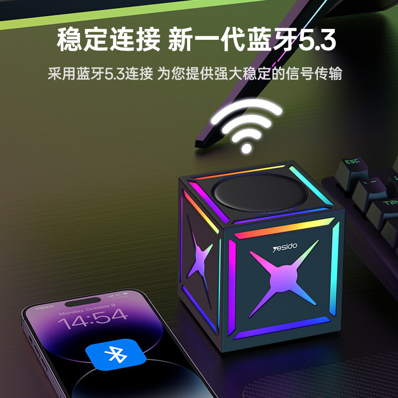 Coluna Bluetooth Yesido YSW34, 8W, RGB, Preta