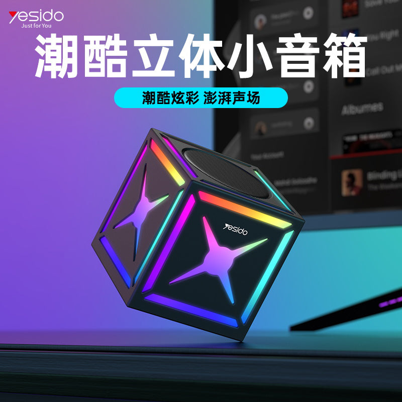 Coluna Bluetooth Yesido YSW34, 8W, RGB, Preta