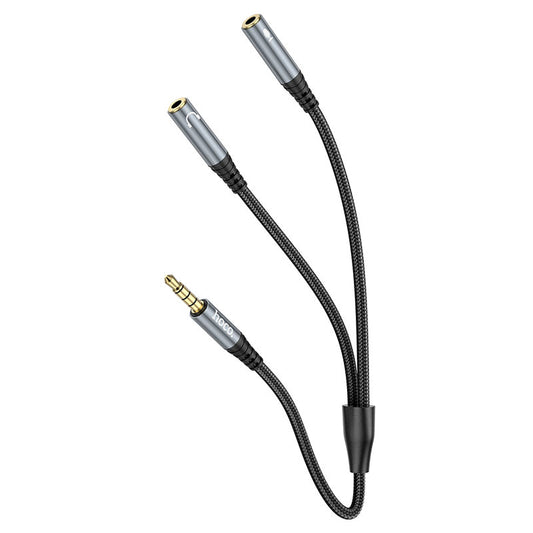 Adaptador de Áudio 3.5mm - 2 x 3.5mm HOCO UPA21-2, 0.25m, Preto