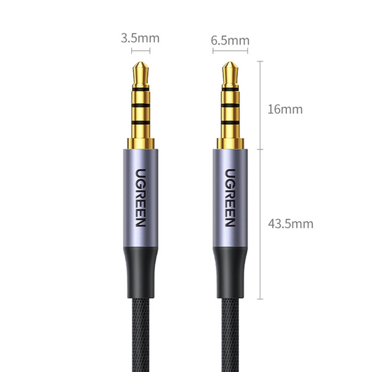 Cabo de Áudio 3.5mm - 3.5mm UGREEN AV183, 1,5m, Preto