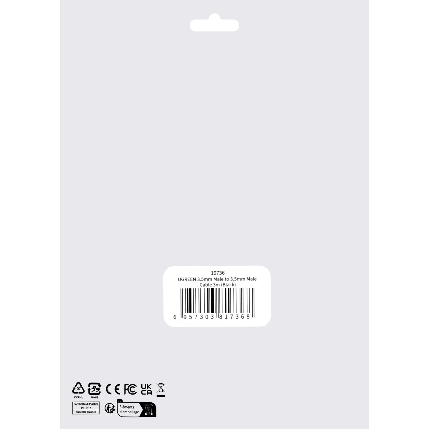 Cabo Áudio 3.5mm - 3.5mm UGREEN AV119, 3m, Preto