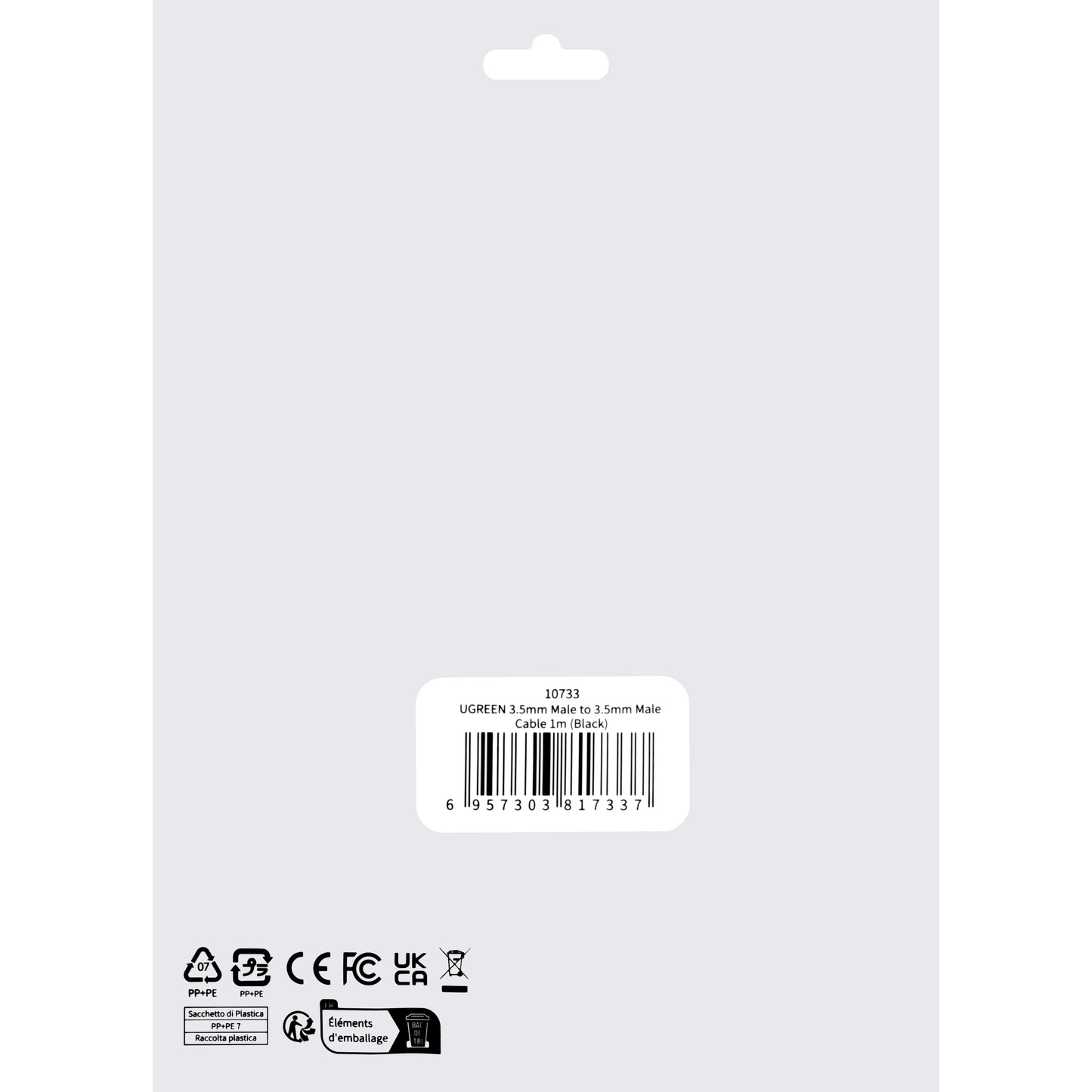 Cabo Áudio 3.5mm - 3.5mm UGREEN AV119, 1m, Preto