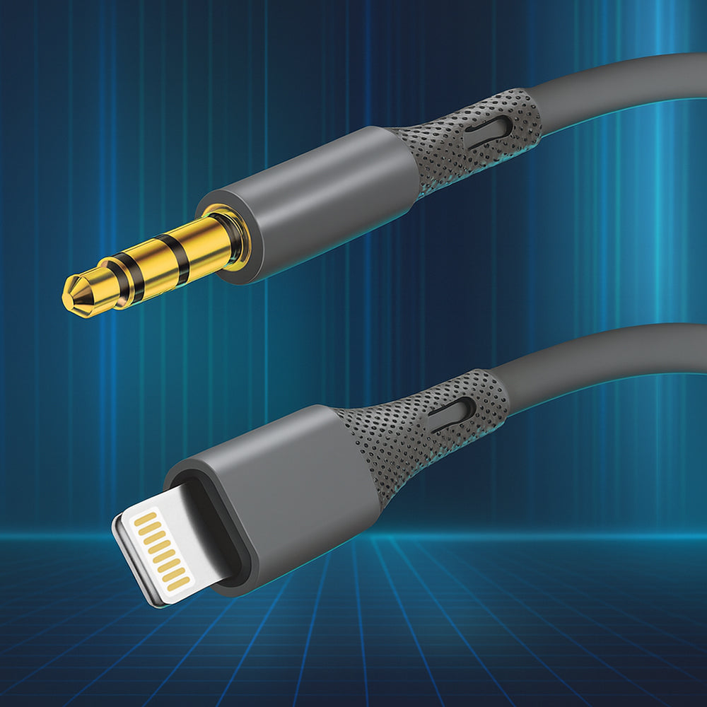 Cabo Áudio Lightning - 3.5mm Techsuit AC5 SoundFlex, 1m, Cinzento