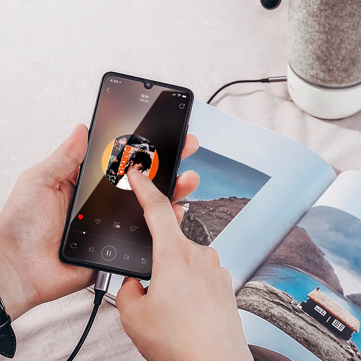 Cabo Áudio USB-C - 3.5mm UGREEN AV143, 1m, Cinzento