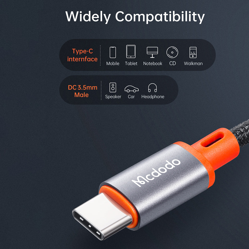 Cabo Áudio USB-C - 3.5mm McDodo CA-0900, 1.8m, Preto