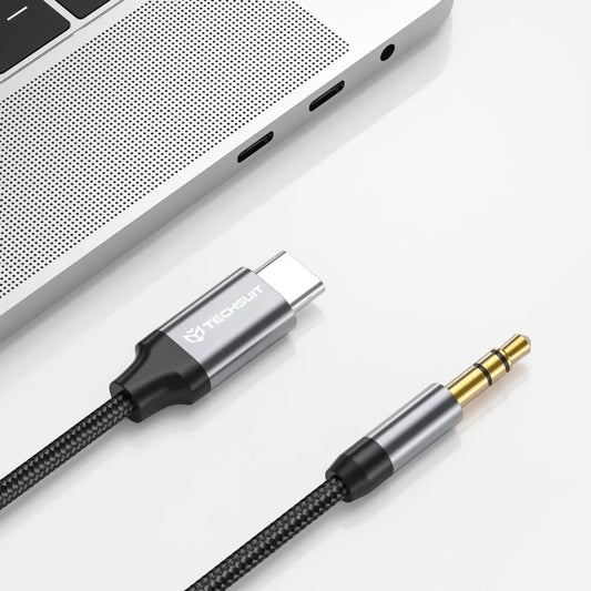 Cabo de Áudio USB-C - 3.5mm Techsuit AC11 FuseXound, 0.5m, Cinzento