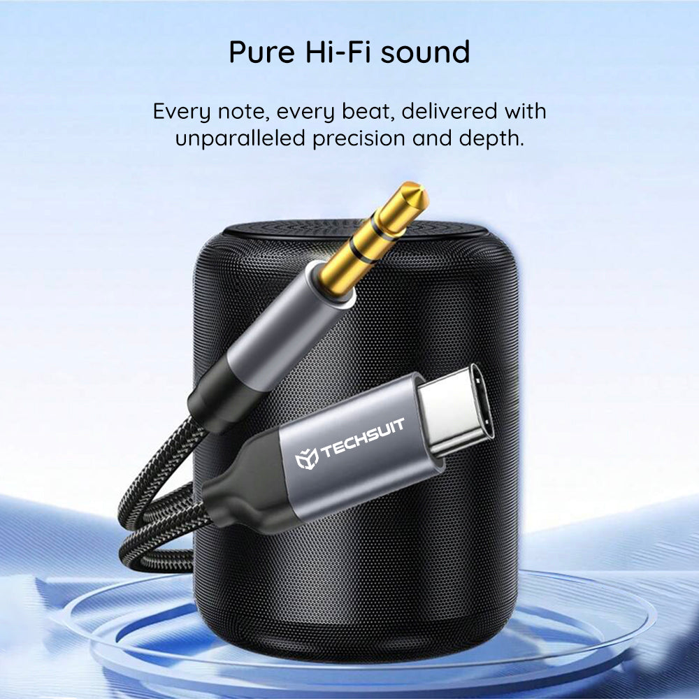 Cabo de Áudio USB-C - 3.5mm Techsuit AC11 FuseXound, 0.5m, Cinzento