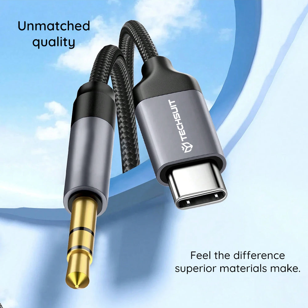 Cabo de Áudio USB-C - 3.5mm Techsuit AC11 FuseXound, 0.5m, Cinzento