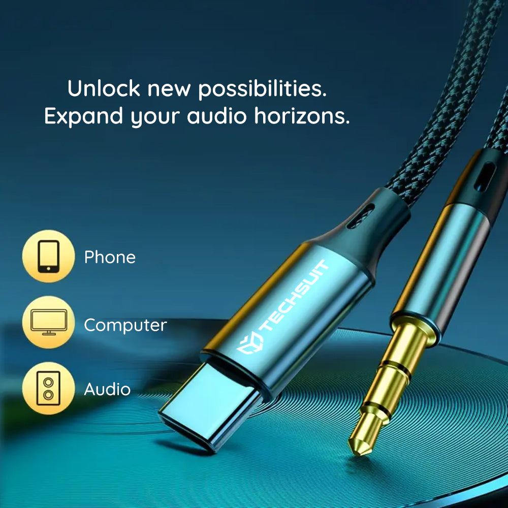 Cabo de Áudio USB-C - 3.5mm Techsuit AC11 FuseXound, 0.5m, Cinzento