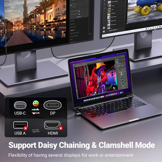 Cabo de Áudio e Vídeo USB-C - DisplayPort UGREEN CM556 (25157), 1m, Cinzento