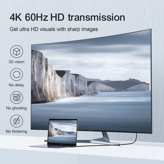 Cabo Áudio e Vídeo USB-C - HDMI Joyroom SY-20C1 Angled, 2m, Cinzento