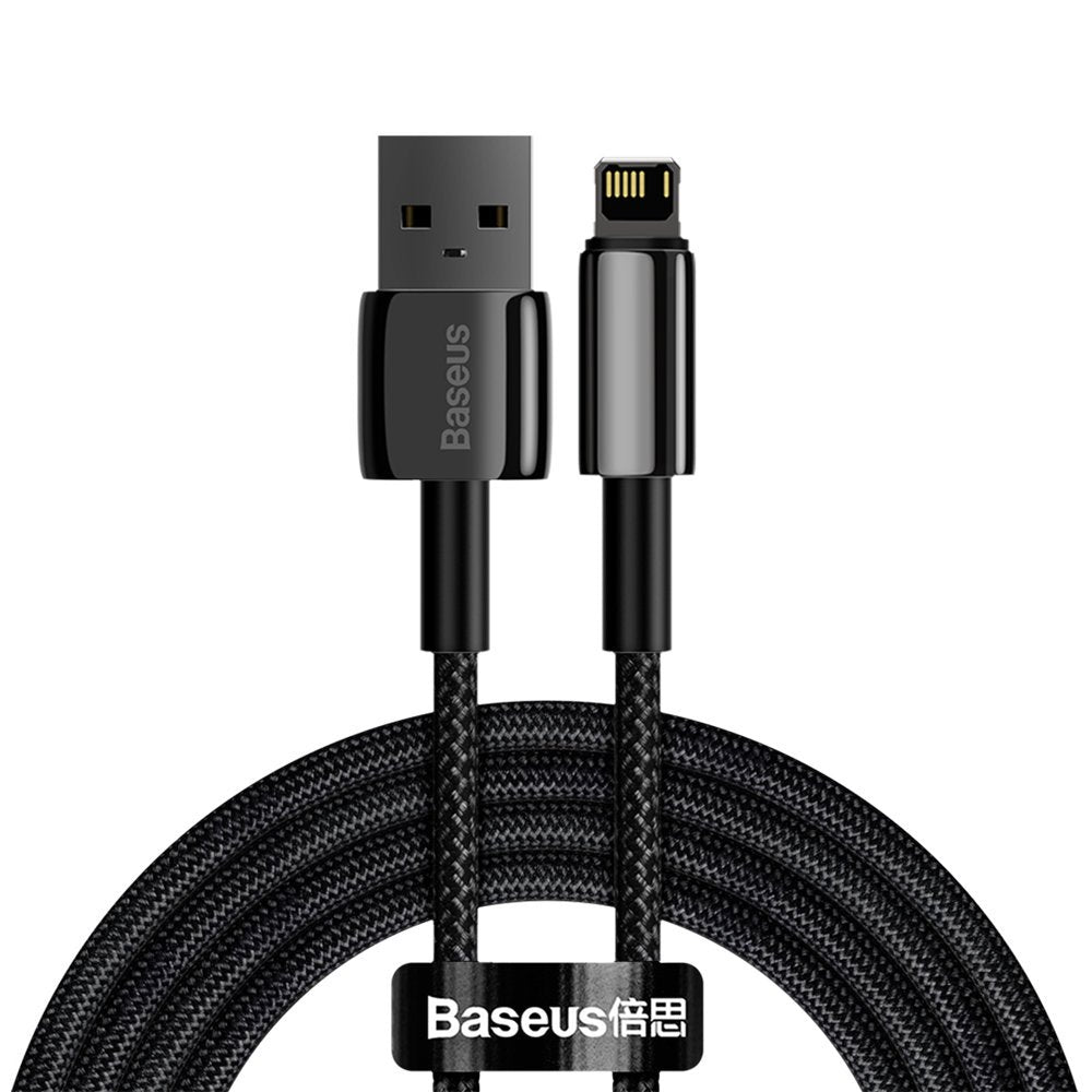Cabo de carregamento e dados Baseus Tungsten Tungsten Gold USB para Lightning, 2 m, 2,4 A, preto CALWJ-A01