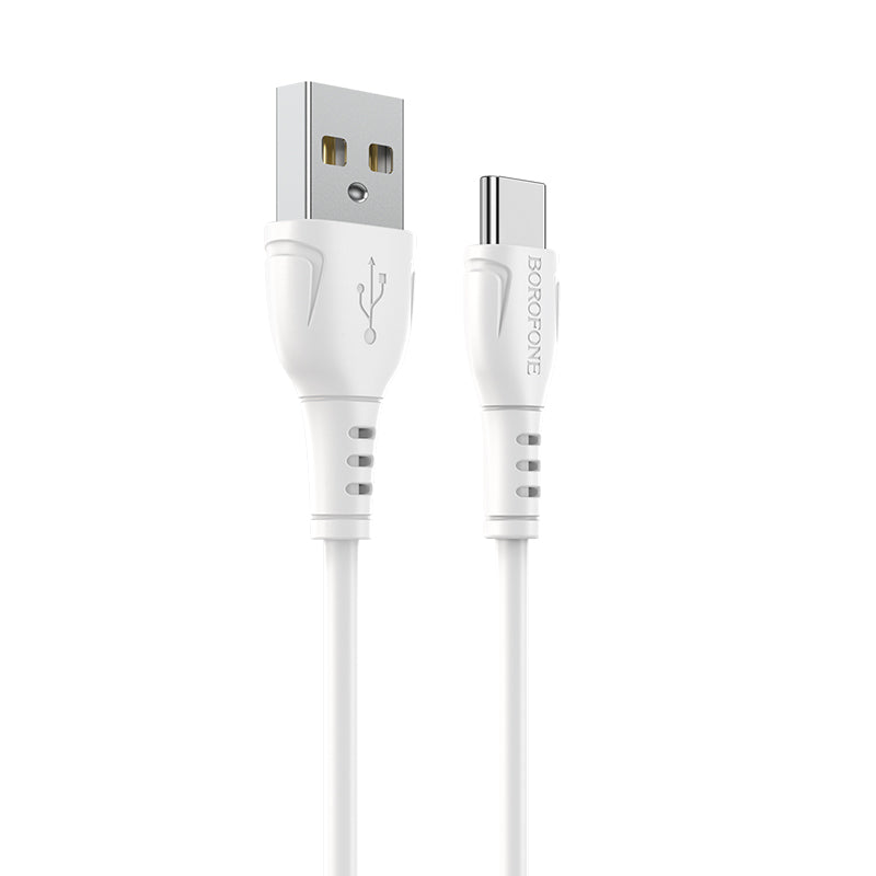 Cabo de Dados e Carregamento USB-A - USB-C Borofone BX51 Triumph, 20W, 1m, Branco