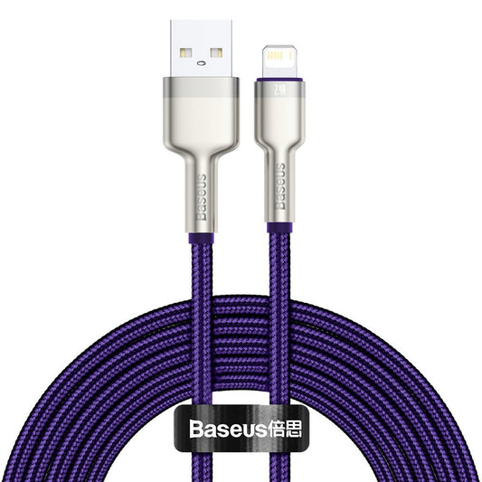 Cabo de Dados e Carregamento USB-A - Lightning Baseus Cafule Metal Series, 18W, 2m, Roxo CALJK-B05
