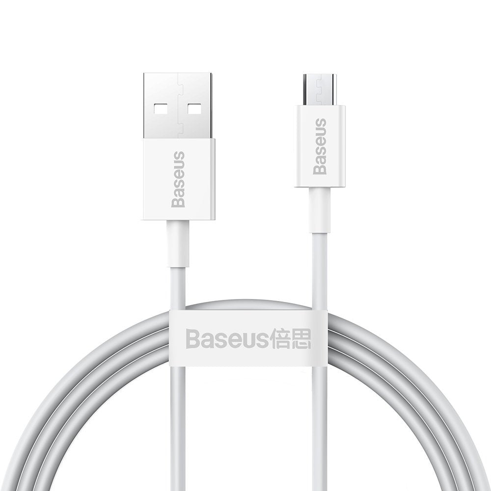 Cabo de Dados e Carregamento USB-A - microUSB Baseus Superior Series, 18W, 2m, Branco CAMYS-A02