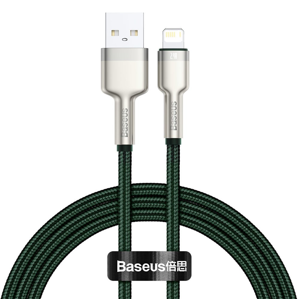 Cabo de Dados e Carregamento USB-A - Lightning Baseus Cafule Metal Series, 18W, 1m, Verde CALJK-A06