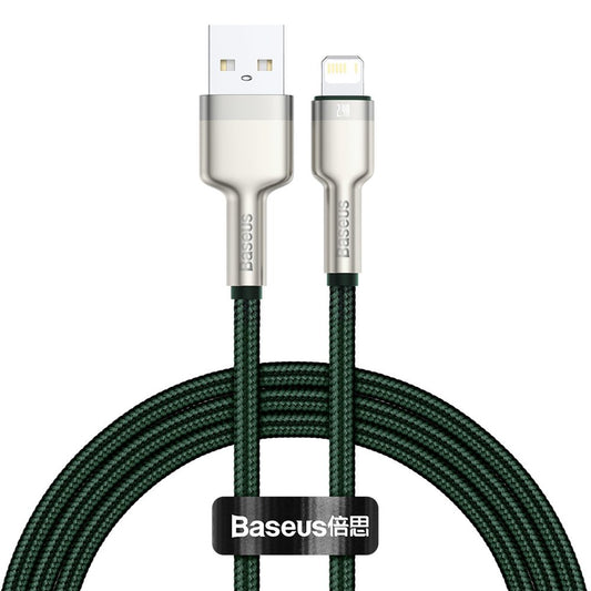 Cabo de Dados e Carregamento USB-A - Lightning Baseus Cafule Metal Series, 18W, 1m, Verde CALJK-A06