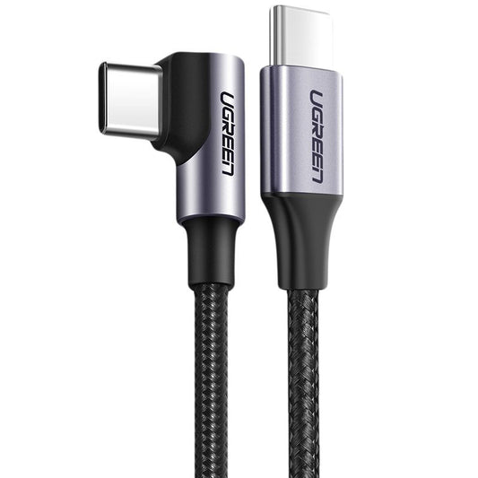 Cabo de carregamento e dados USB-C - USB-C UGREEN US255 USB-C angular, 60W, 2m, cinzento