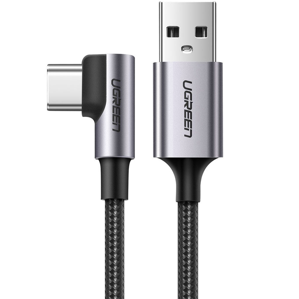 Cabo de carregamento e dados USB-A - USB-C UGREEN US284 Angular, 60W, 3m, Cinzento