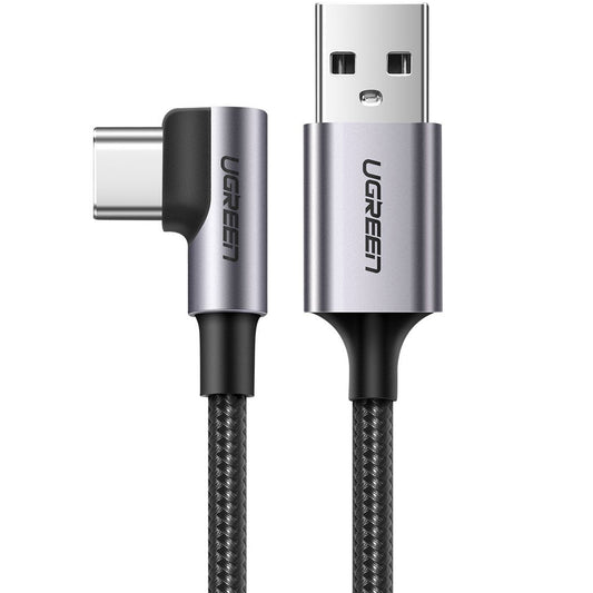 Cabo de carregamento e dados USB-A - USB-C UGREEN US284 Angular, 60W, 2m, Cinzento