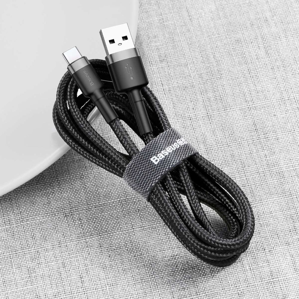 Cabo de Dados e Carregamento USB-A - USB-C Baseus Cafule, 60W, 0.5m, Preto CATKLF-AG1