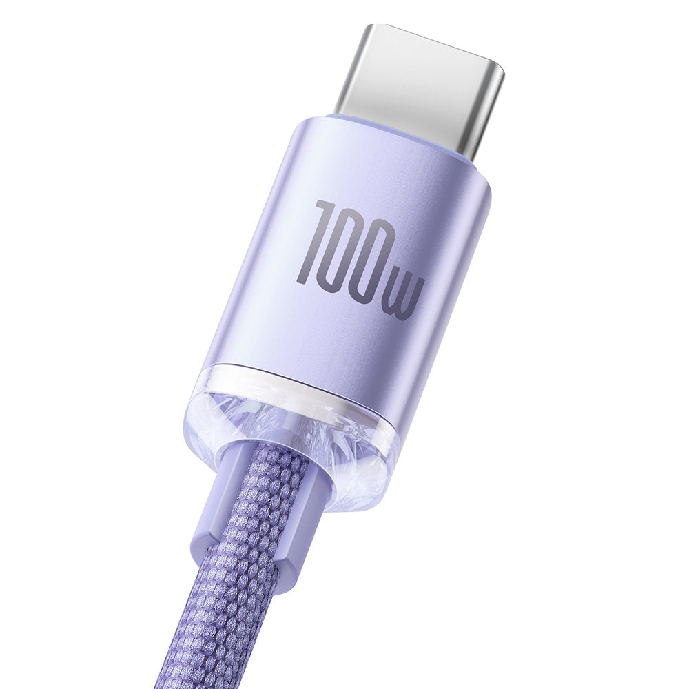 Cabo de Dados e Carregamento USB-A - USB-C Baseus Crystal Shine Series, 100W, 2m, Roxo CAJY000505