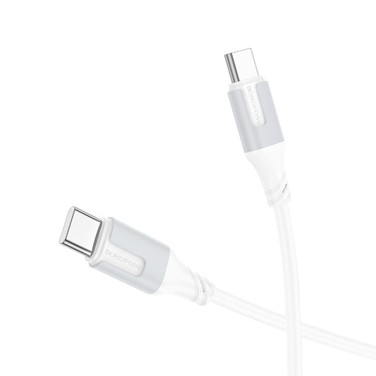 Cabo de carregamento e dados USB-C - USB-C Borofone BX101 Creator, 60W, 1m, Branco