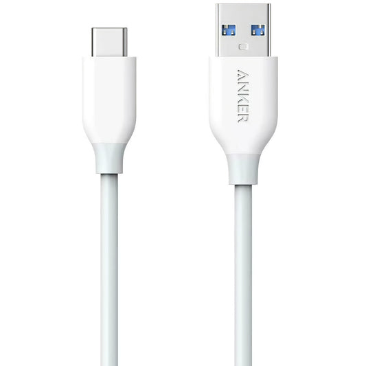 Cabo de carregamento e dados USB-A para USB-C Anker PowerLine, 18W, 0,9 m, branco A8163021