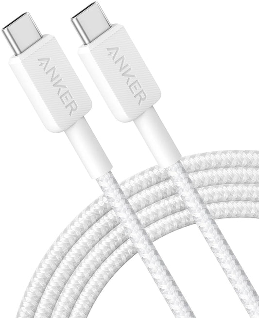 Cabo de carregamento e dados USB-C - USB-C Anker 322, 60W, 0.9m, Branco A81F5G21