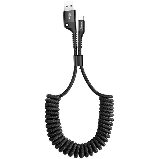 Cabo de carregamento e dados USB-A - USB-C Baseus Fish Eye Spring, 18W, 1m, Preto CATSR-01 CATSR-01