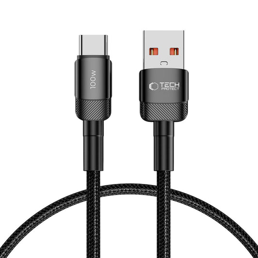 Cabo de carregamento e dados USB-A - USB-C Tech-Protect Ultraboost EVO, 100W, 0,5 m, preto