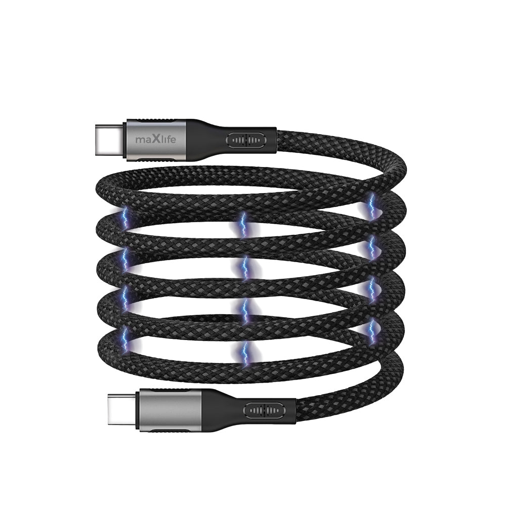 Cabo de Dados e Carregamento USB-C - USB-C MaXlife MXUC-11 Magnético, 100W, 1m, Preto
