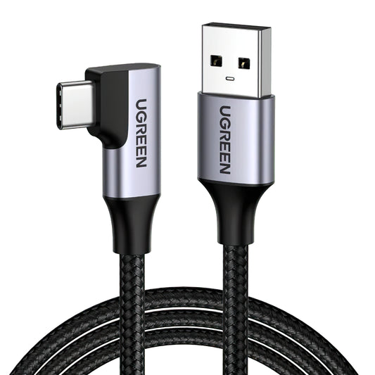 Cabo de carregamento e dados USB-A - USB-C UGREEN US385 angular, 60W, 1m, cinzento